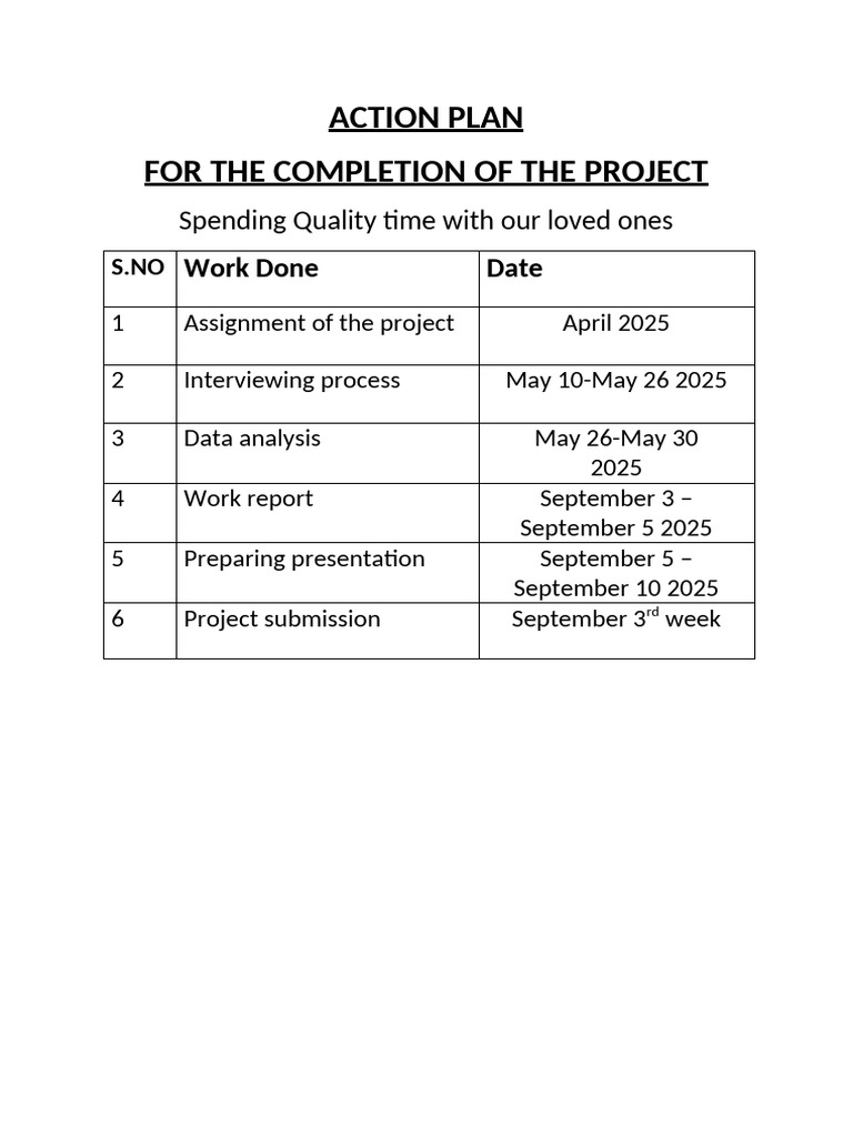 Project Completion Action Plan | PDF