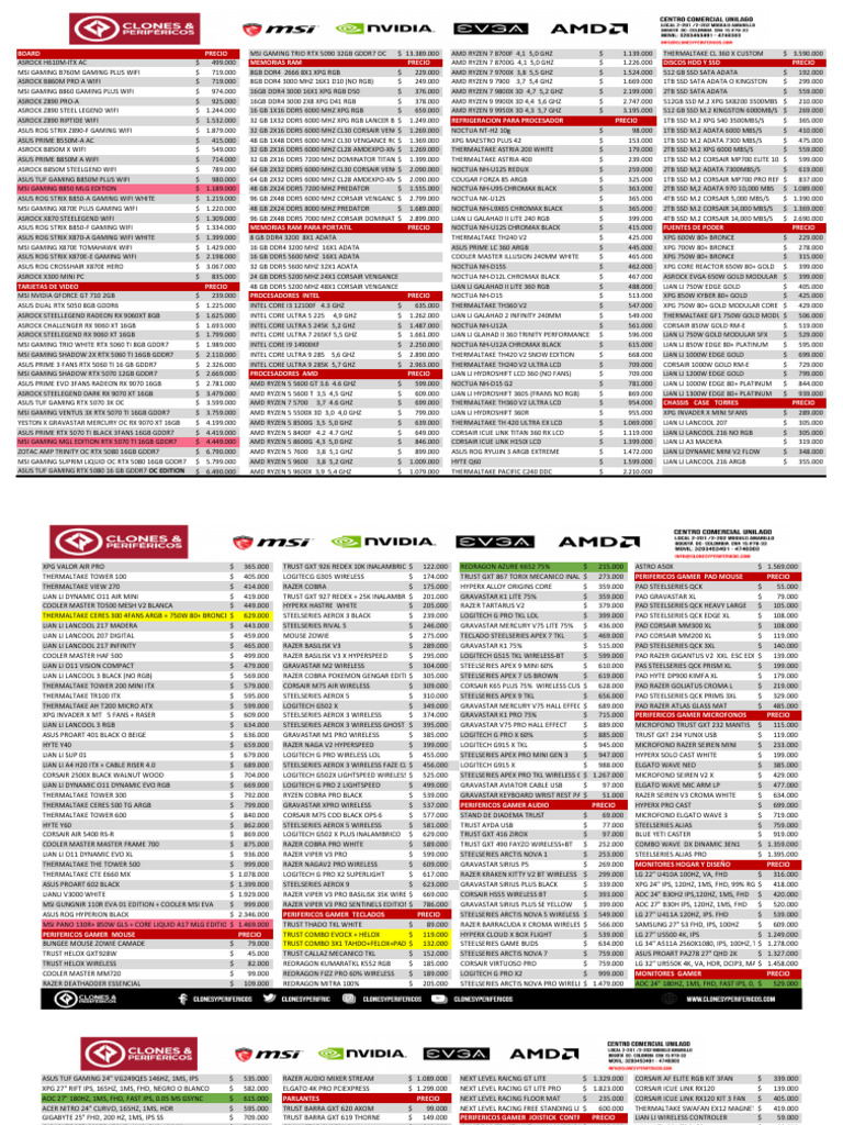 Precios de Componentes de PC 2023 | PDF | Hardware de la computadora ...
