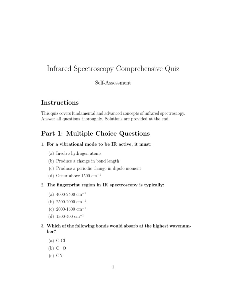 SpectroscopyQuiz2 | PDF | Infrared Spectroscopy | Physical Chemistry
