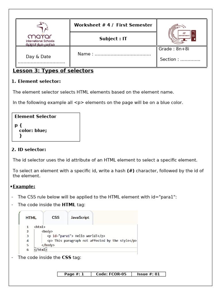 20241213_215017_3163_Grade 8 sheet 4 (with answer) | PDF | Html ...