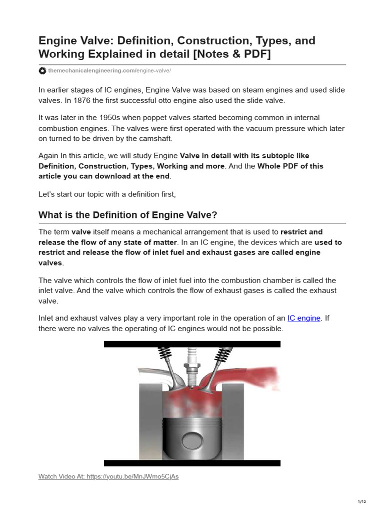 Engine Valve Types and Function Explained | PDF | Internal Combustion ...