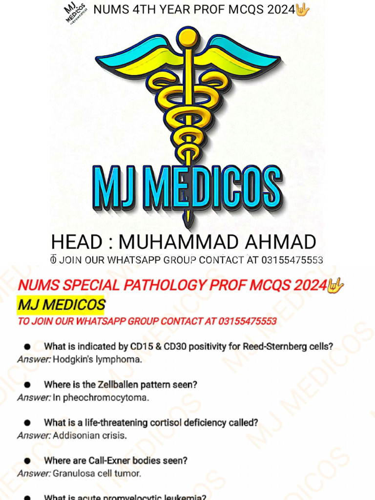 Nums 4th Year Prof Mcqs 2024? | PDF