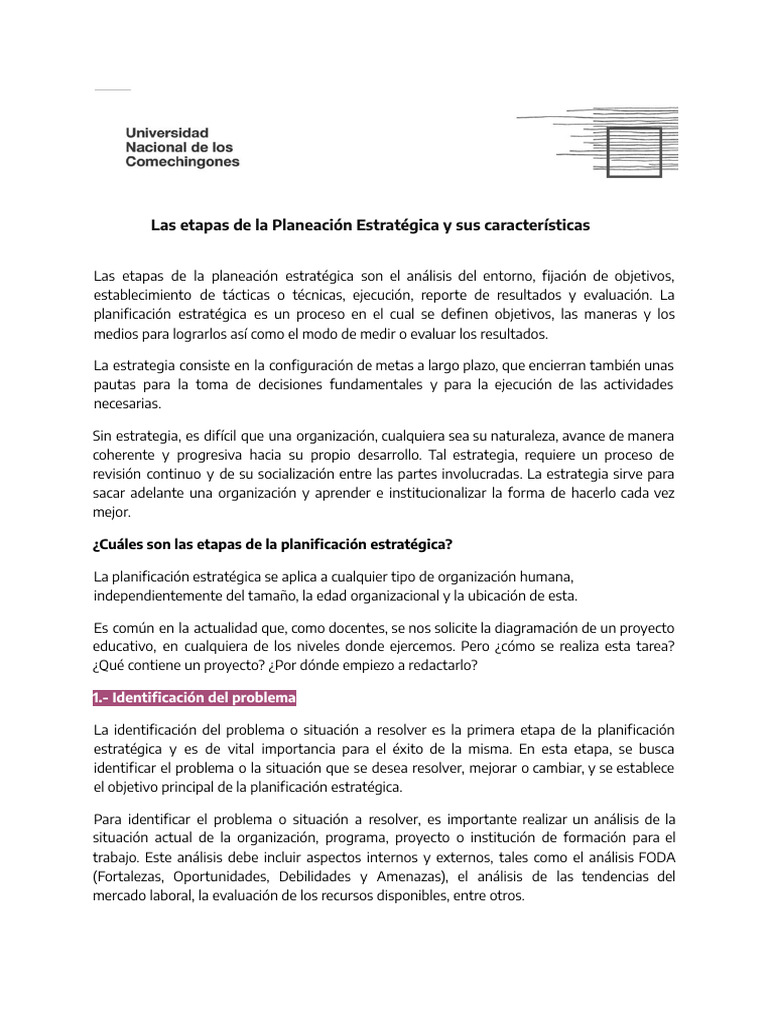 Etapas de la Planeación Estratégica | PDF | Planificación ...