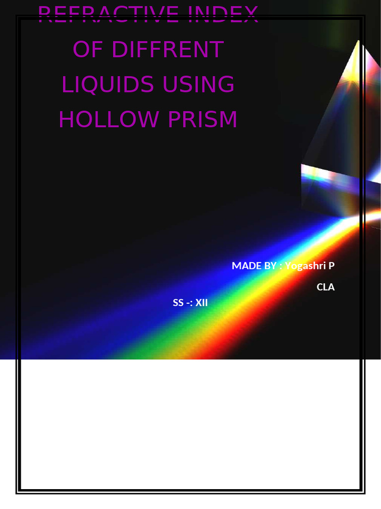 Hollow-Prism XII Physics Investigatory Project | PDF | Refractive Index ...