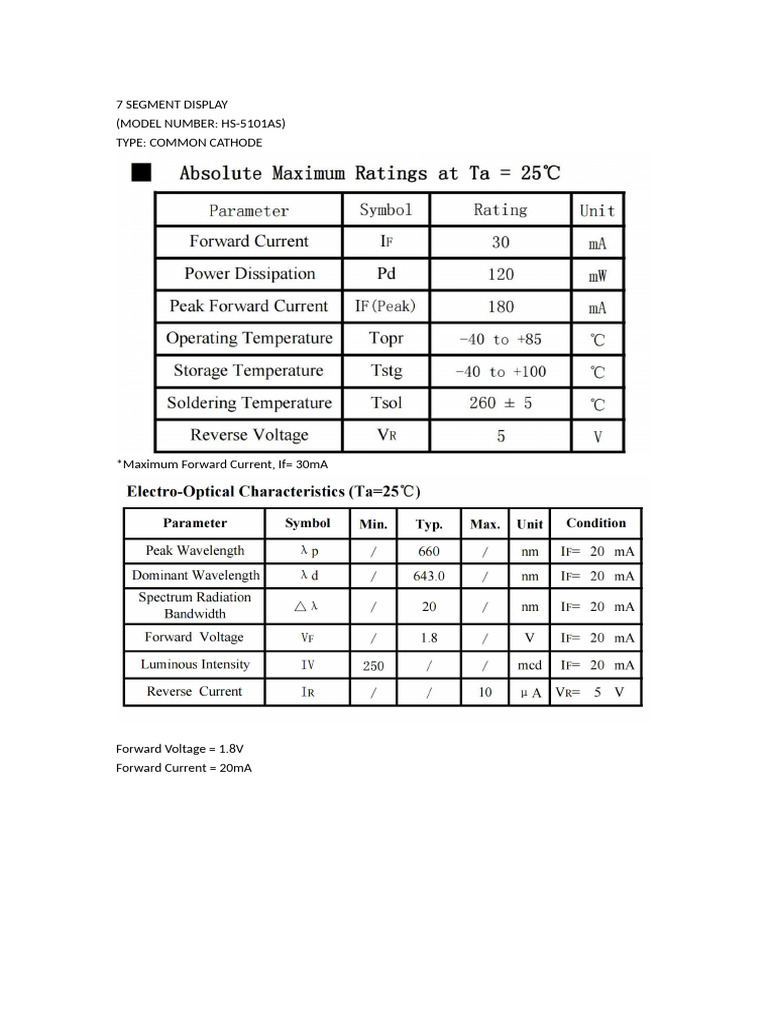 7 Segment Display HS-5101AS Guide | PDF