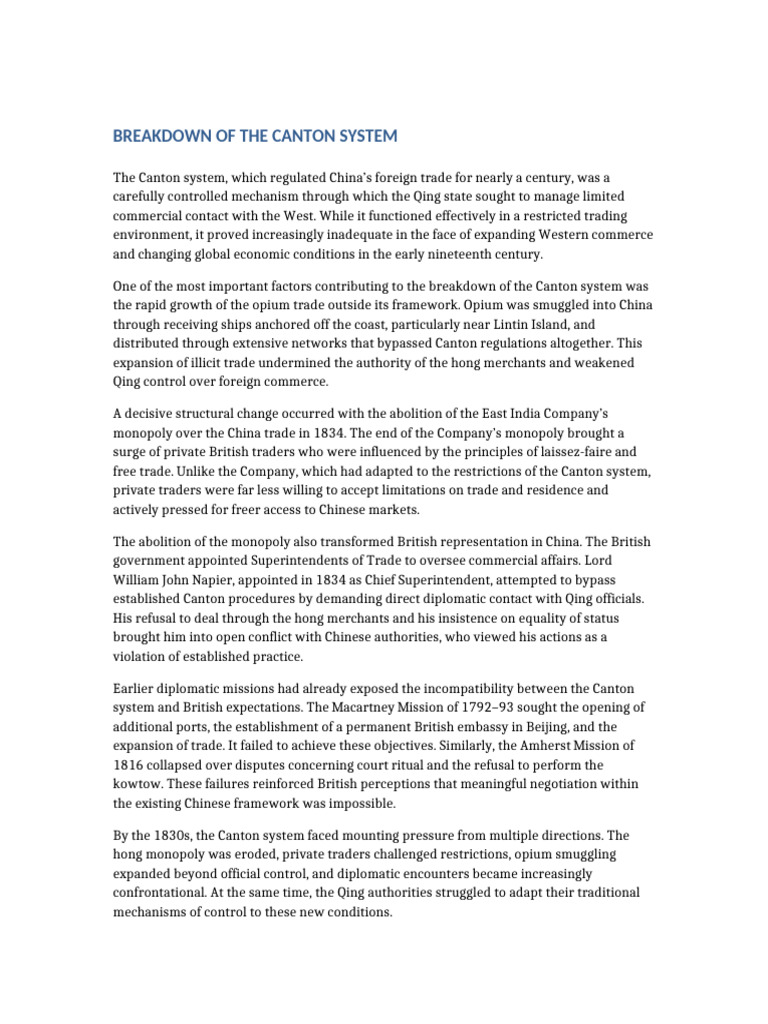 Breakdown of The Canton System Modern China | PDF