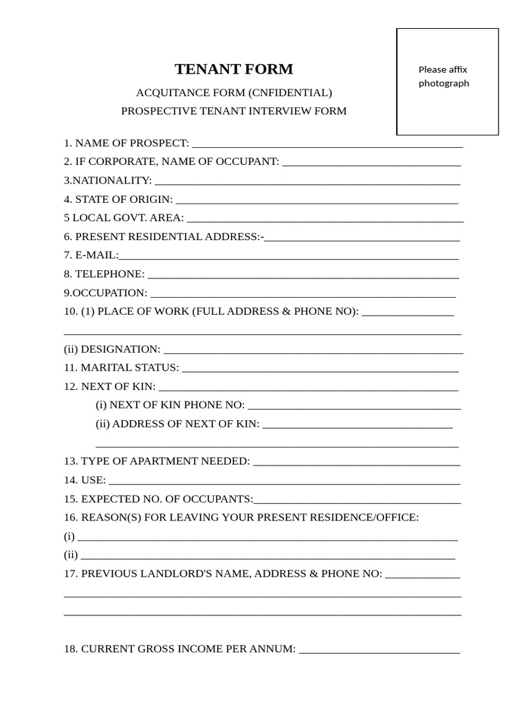 Tenant Application Form Template | PDF | Leasehold Estate | Common Law
