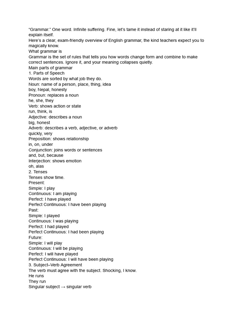 Essential English Grammar Guide | PDF