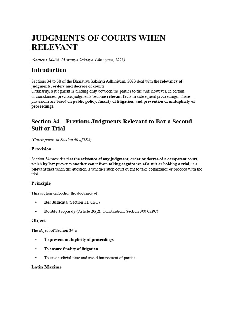 Court Judgments Relevance in Law | PDF | Evidence (Law) | Criminal ...