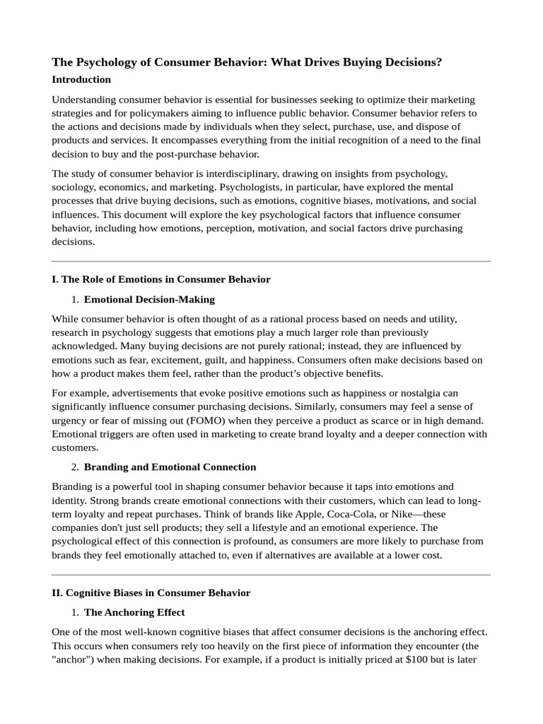 Psychology Behind Consumer Buying Decisions | PDF | Consumer Behaviour ...