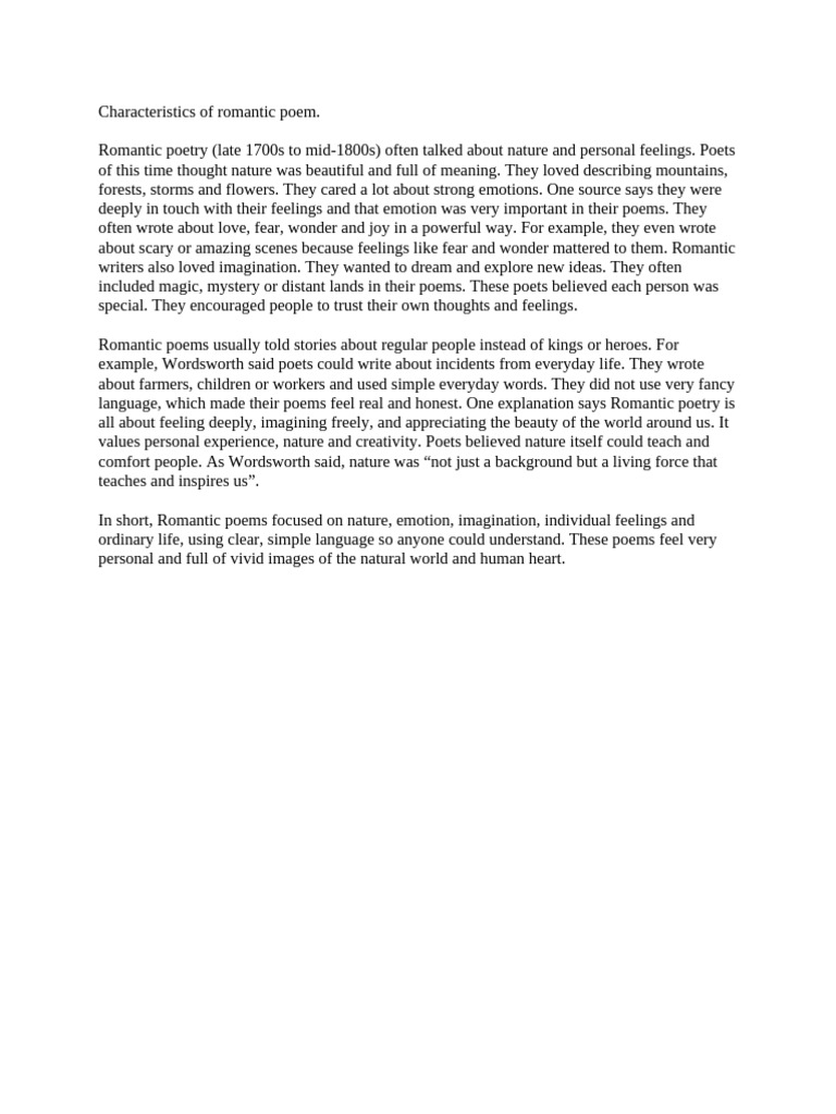 Characteristics of Romantic Poetry | PDF | Opium | Romanticism
