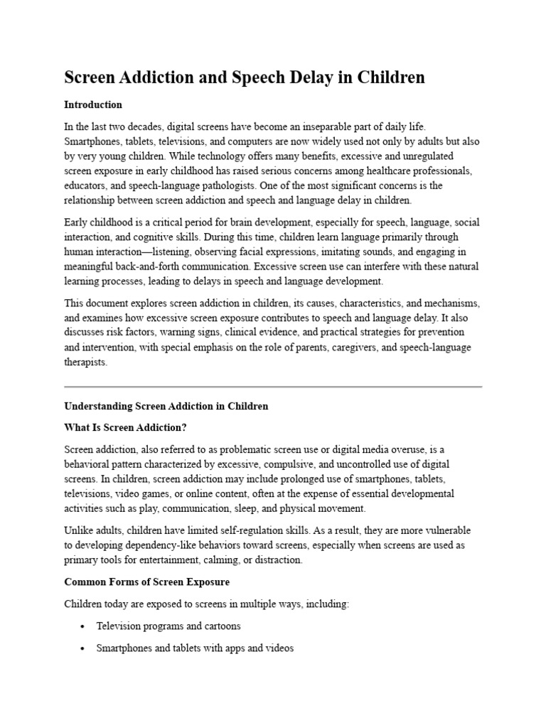 Screen Addiction's Impact on Child Speech | PDF | Language Development ...