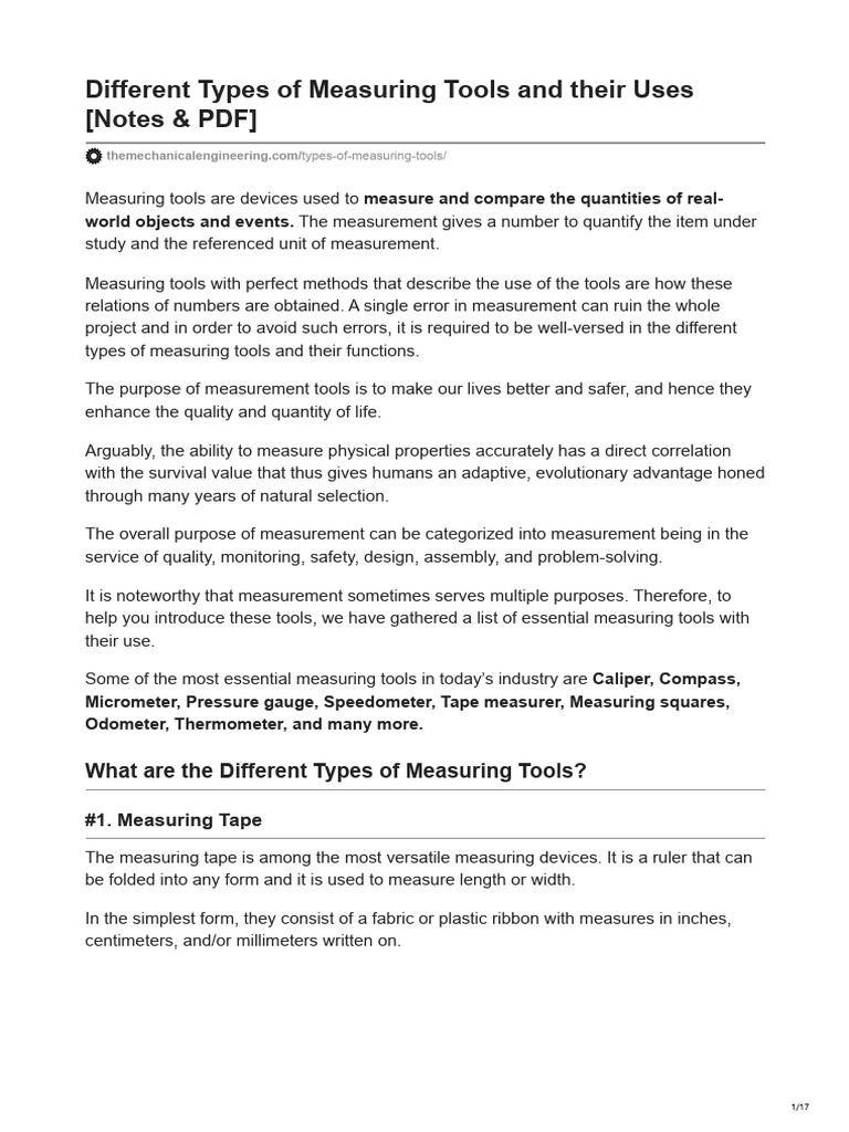 Themechanicalengineering.com-Different Types of Measuring Tools and ...