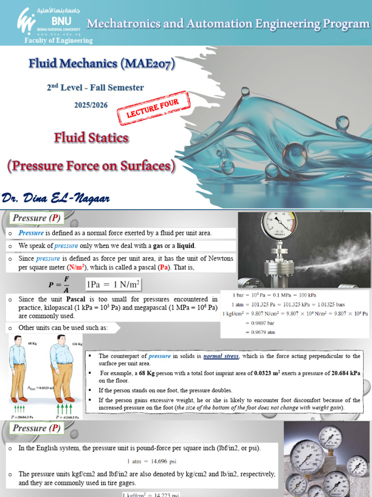 Fluid Statics: Pressure Forces Explained | PDF | Pressure | Pascal (Unit)