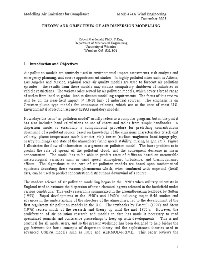Air Emissions Modelling Techniques | PDF