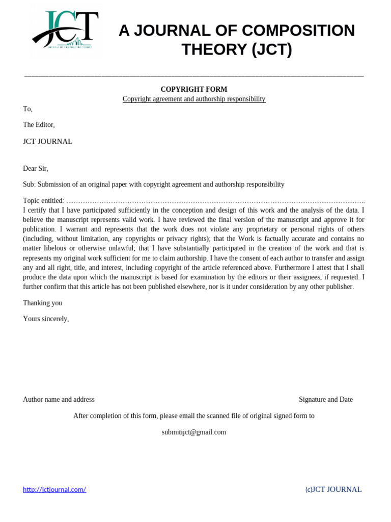 JCT Copyright Form | PDF