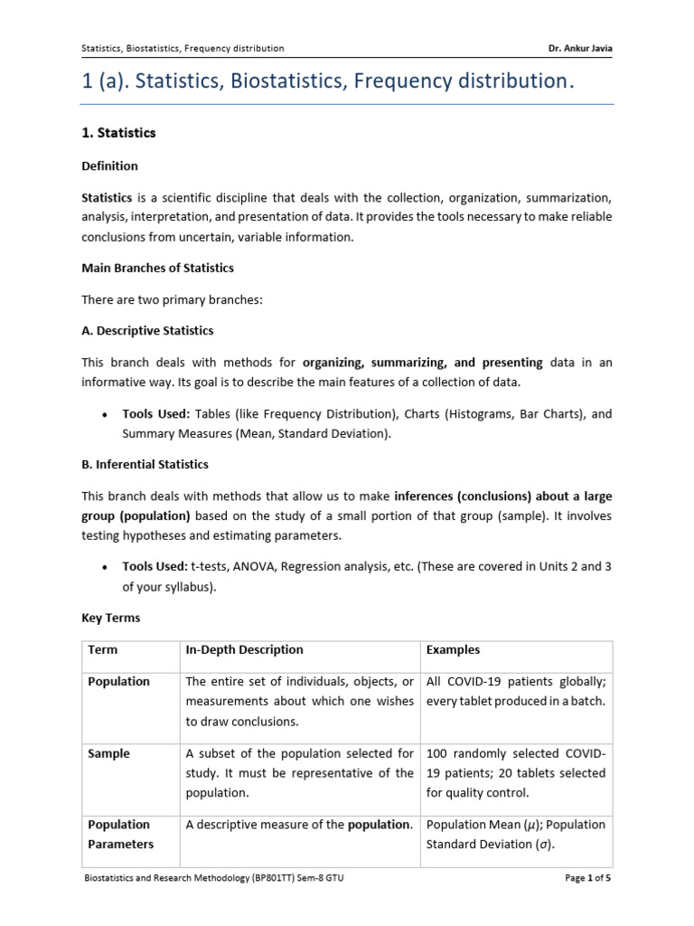 Understanding Statistics in Biostatistics | PDF | Statistics ...