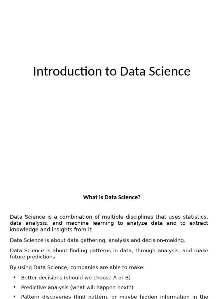 Introduction to Data Science Basics | PDF | Data | Data Science