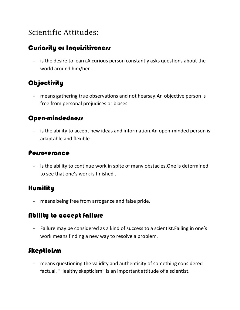 Key Scientific Attitudes Explained | PDF | Curiosity | Academic ...