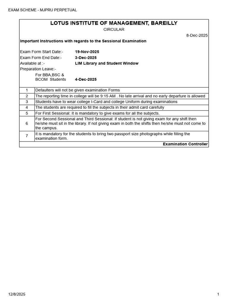 MJPRU Exam Scheme 2025-26 Details | PDF | Business | Computer Programming