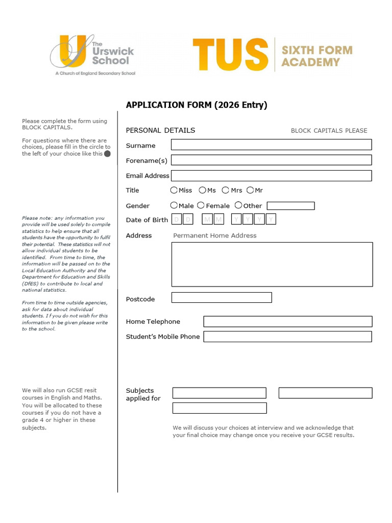 2026 Entry Application Form | PDF | Autism | Asperger Syndrome