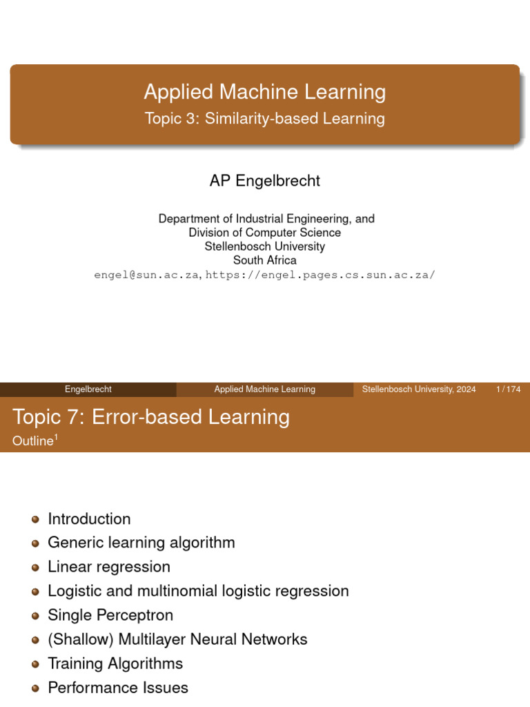 Error-based Learning in Machine Learning | PDF