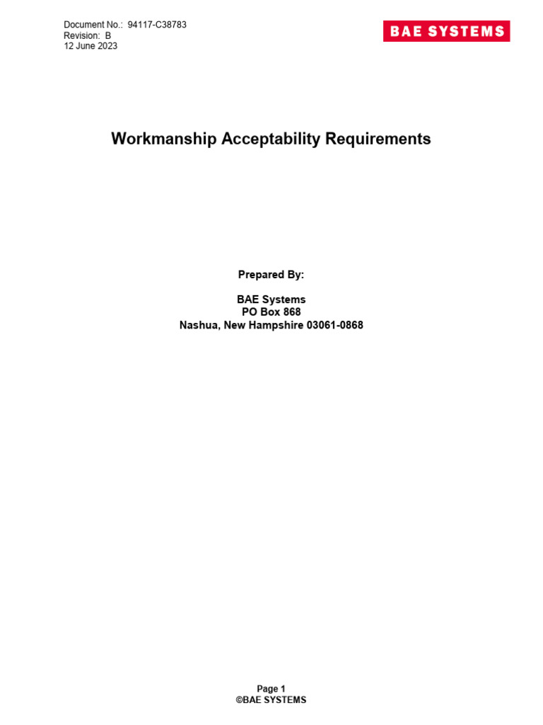 BAE Systems Workmanship Standards Guide | PDF | Engineering Tolerance ...