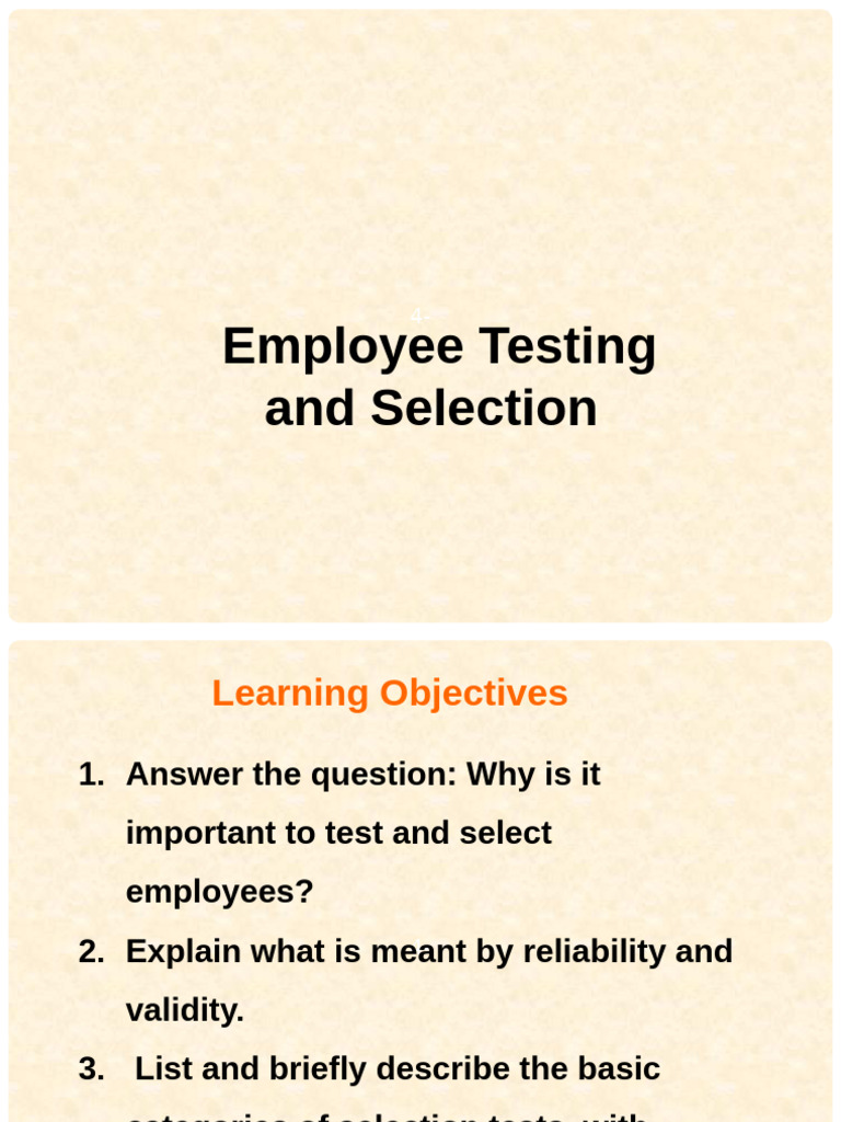Employee Testing and Selection Guide | PDF | Validity (Statistics ...