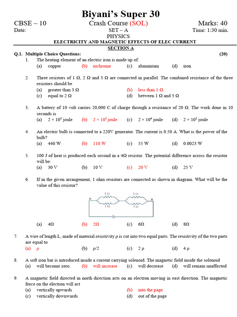 Super 30 Physics Crash Course: Electricity | PDF | Voltage | Series And ...