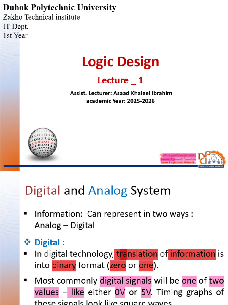 Lecture 1 3 | PDF | Digital Electronics | Digital Data