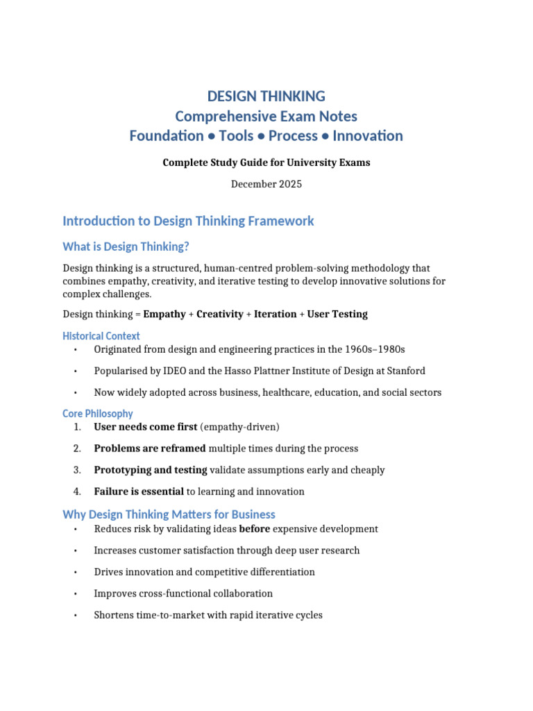 Design Thinking Exam Study Guide | PDF | Design Thinking | Prototype