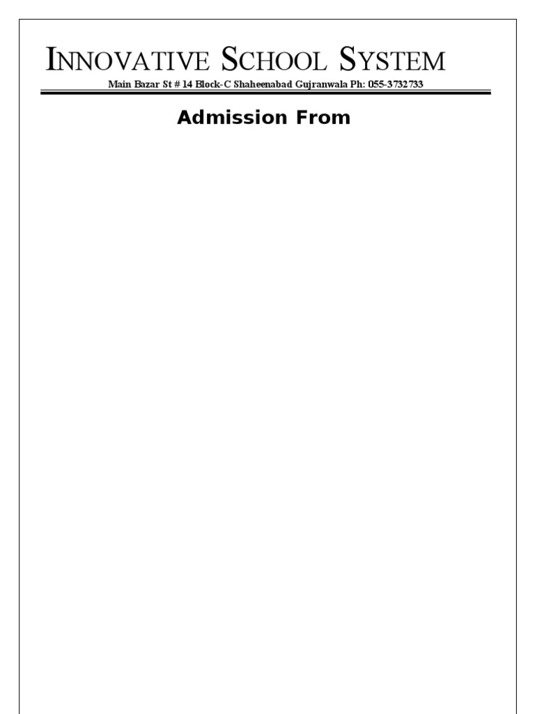 Addmission Form | PDF