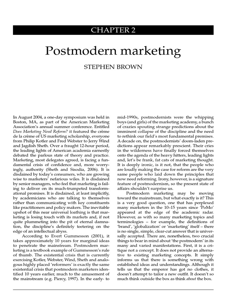 Understanding Postmodern Marketing | PDF | Postmodernism | Marketing