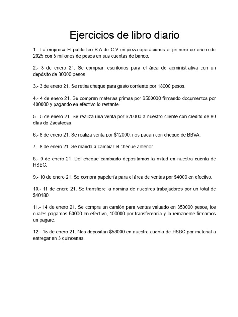 Ejercicios Prácticos de Libro Diario | PDF