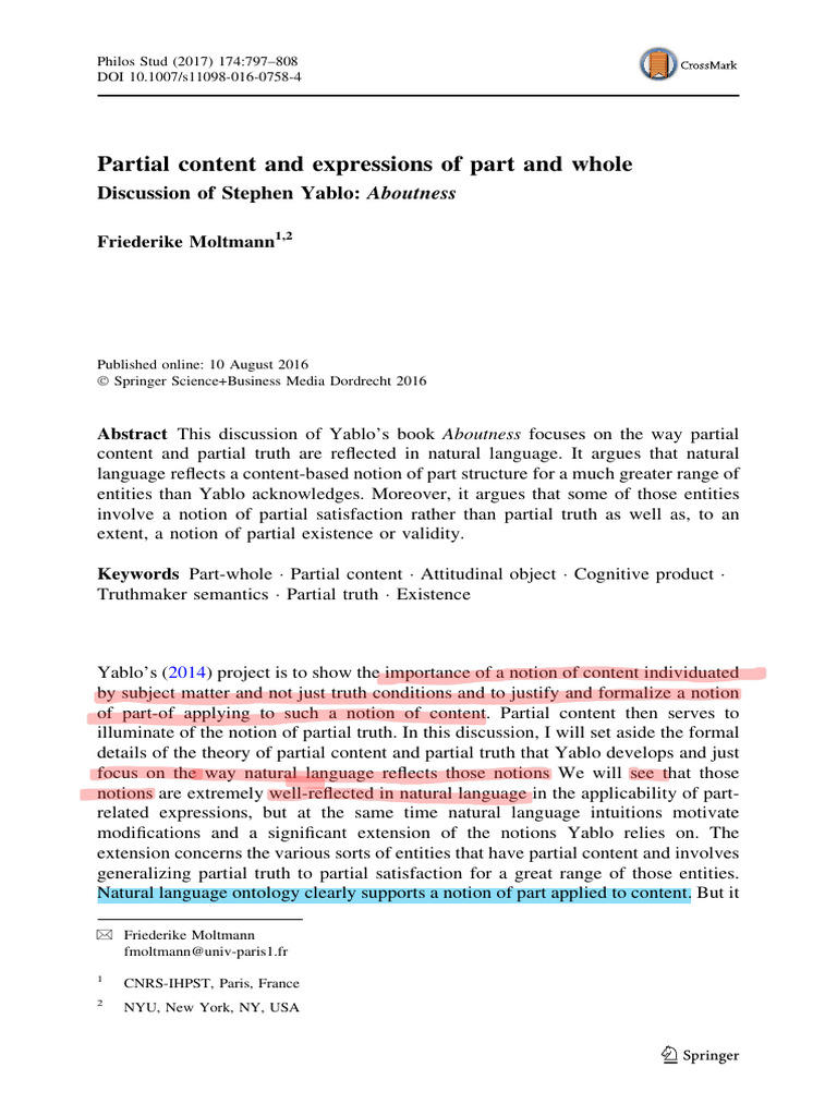 Partial Content in Natural Language | PDF | Proposition | Truth