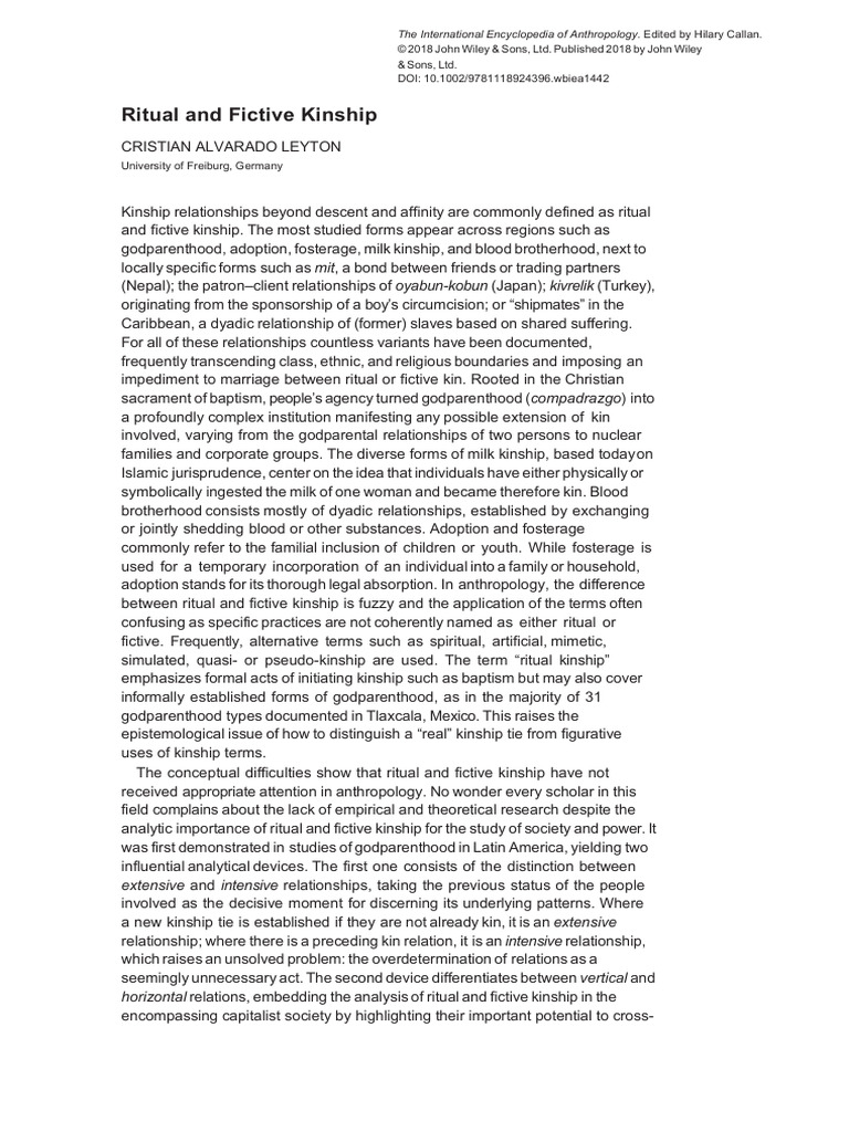 Ritual and Fictive Kinship | PDF | Kinship | Liberal Arts Education