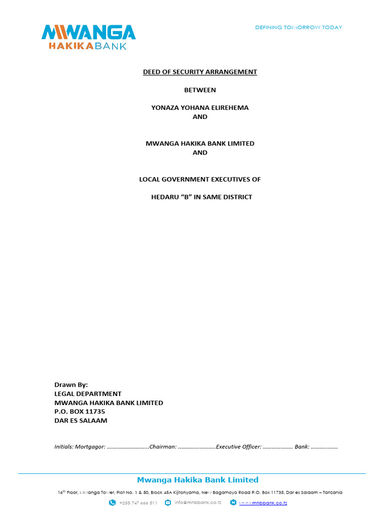 Security Arrangement Deed for Loan | PDF | Mortgage Law | Personal Finance