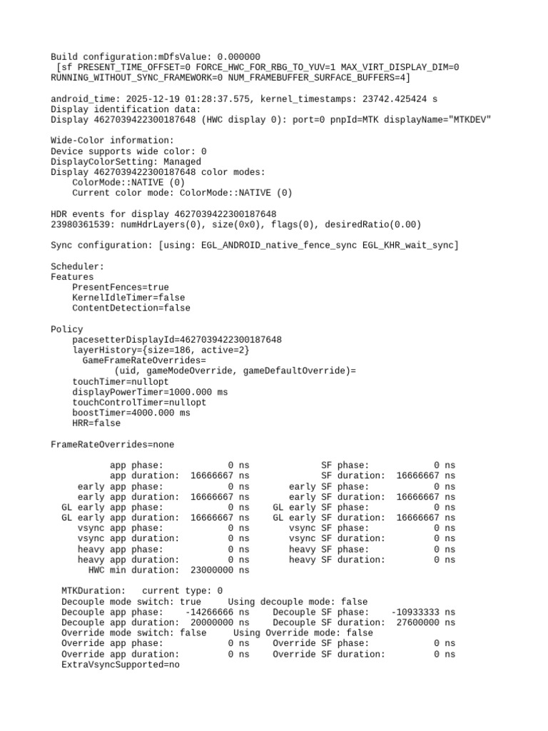 Android Display Configuration Report | PDF | Frame Rate | Information ...