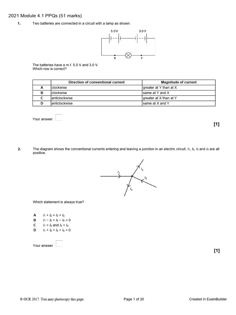 Electric Circuit Theory Exam Questions | PDF | Electric Current | Electron