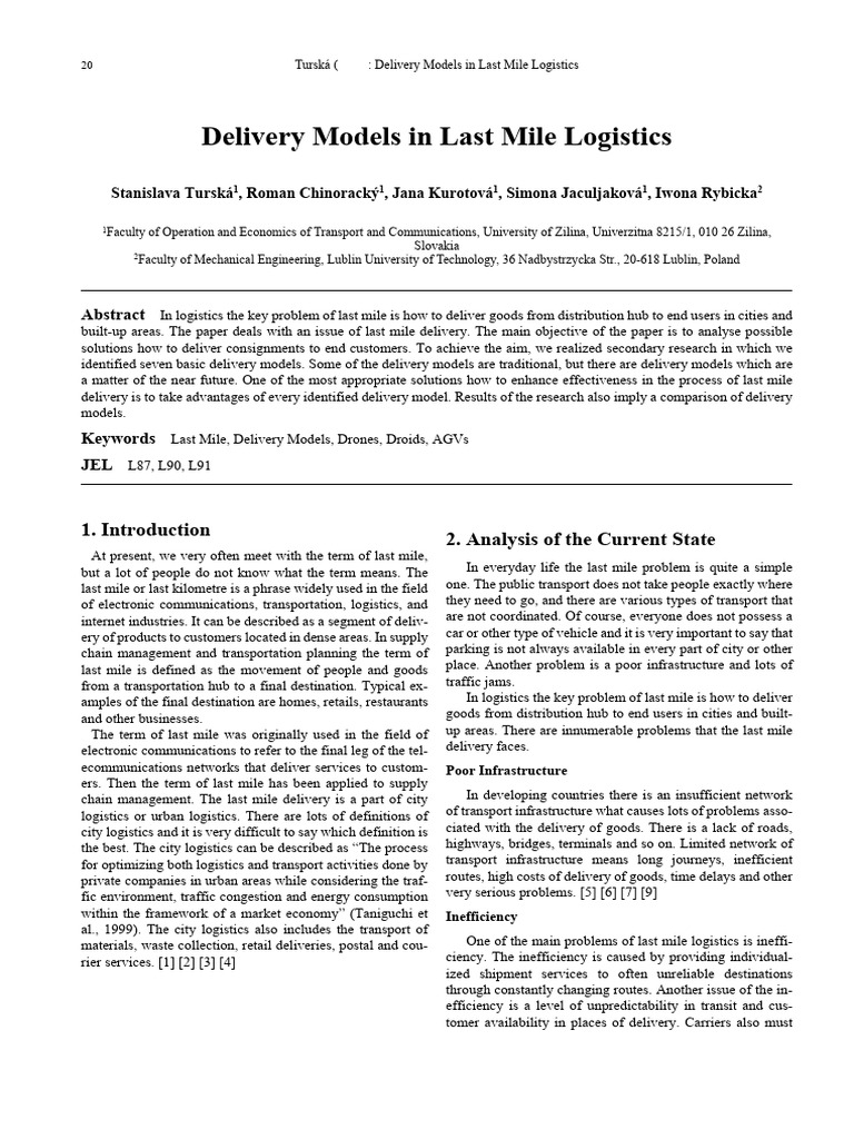 Last Mile Delivery Models Explained | PDF | Unmanned Aerial Vehicle ...