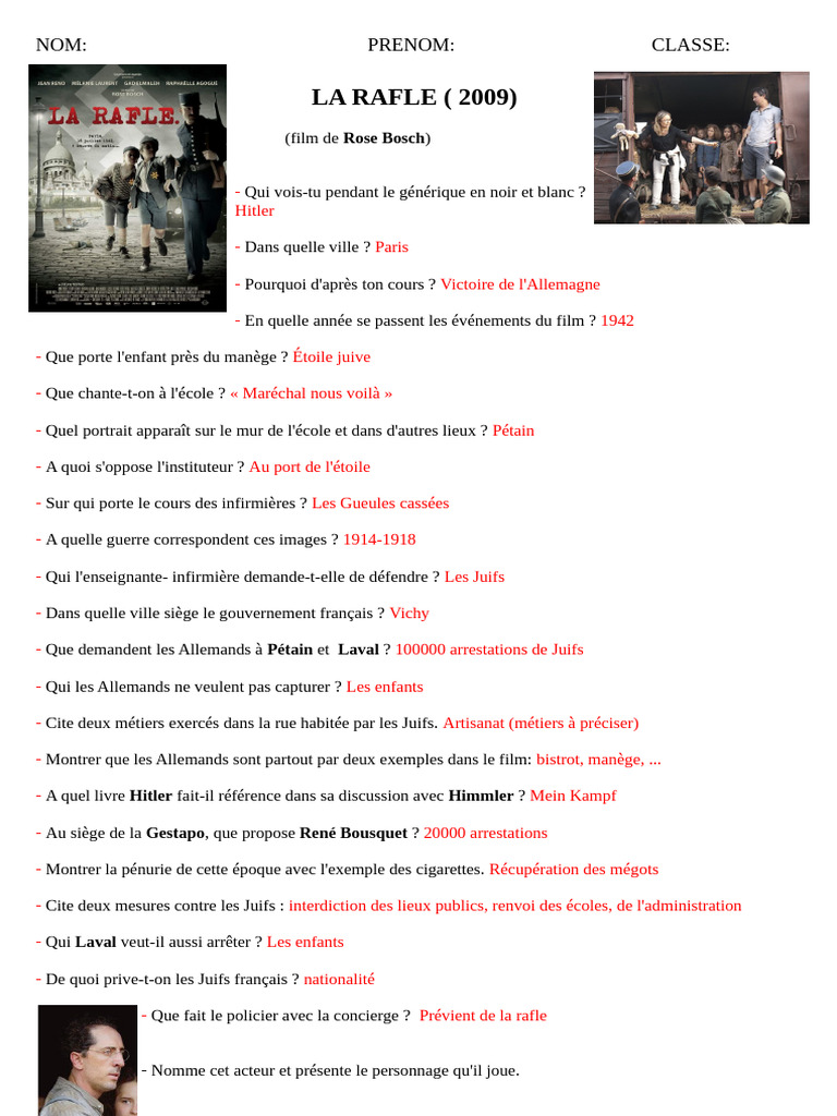 La Rafle : Histoire de la Déportation en 1942 | PDF | Seconde Guerre ...