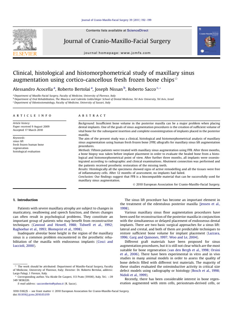 Maxillary Sinus Augmentation with FFB | PDF | Dental Implant | Bone