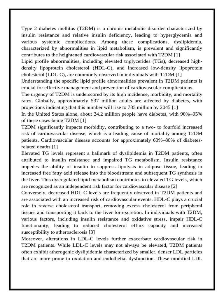 Lipid Profile Abnormalities in T2DM | PDF | Low Density Lipoprotein ...