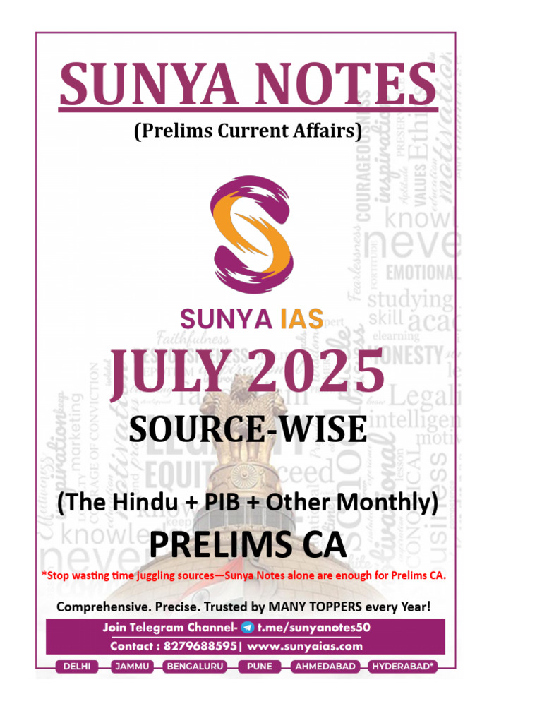 Sunya Notes: July 2025 Prelims CA Guide | PDF | Bonds (Finance) | Autism