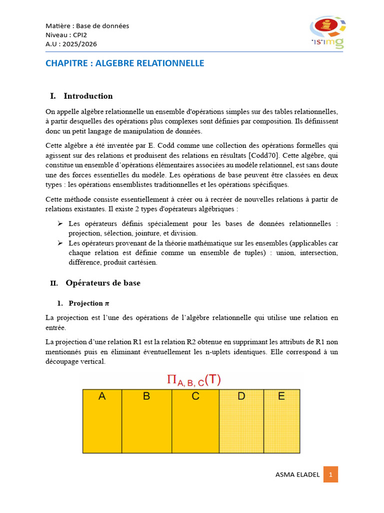 Algèbre Relationnelle en Bases de Données | PDF | Logiciel de gestion ...
