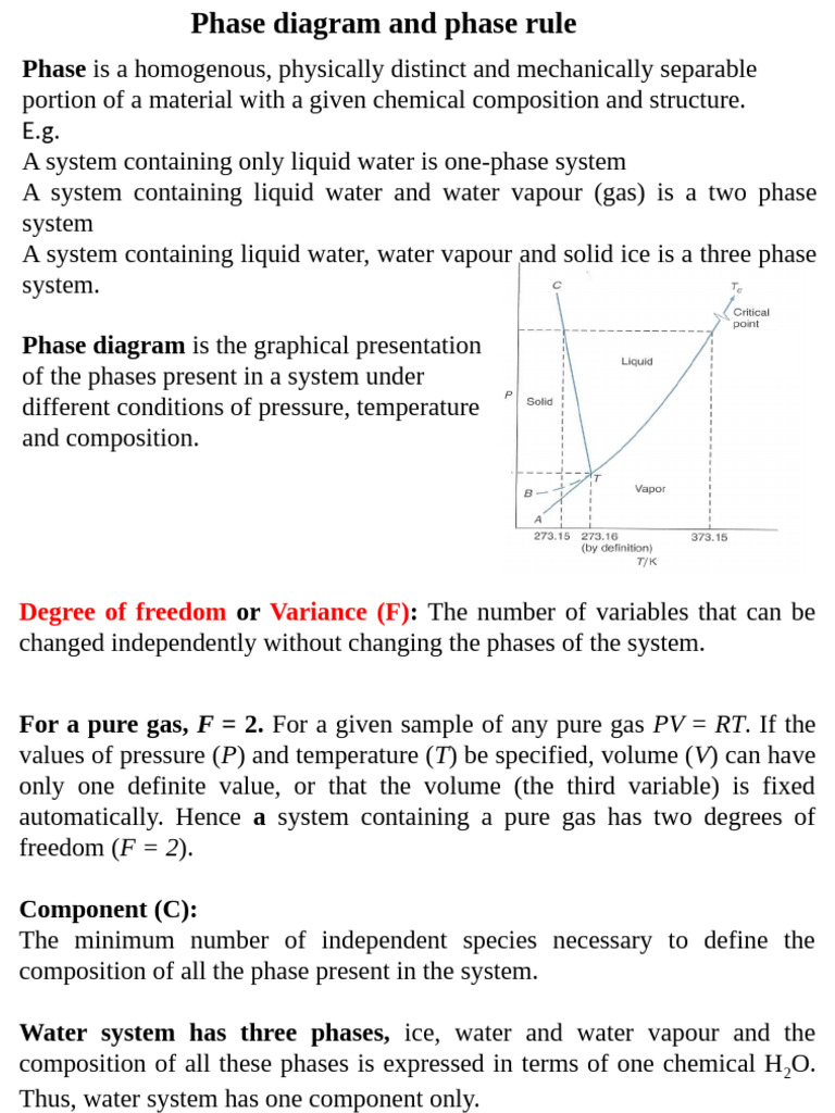 2025-08-20 Phase rule and phase diagram | PDF | Phase Rule | Phase (Matter)