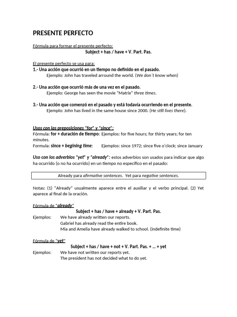 2.4 Pasado Perfecto | PDF