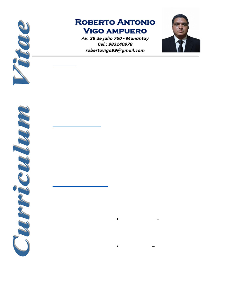 CV de Roberto Antonio Vigo Ampuero | PDF