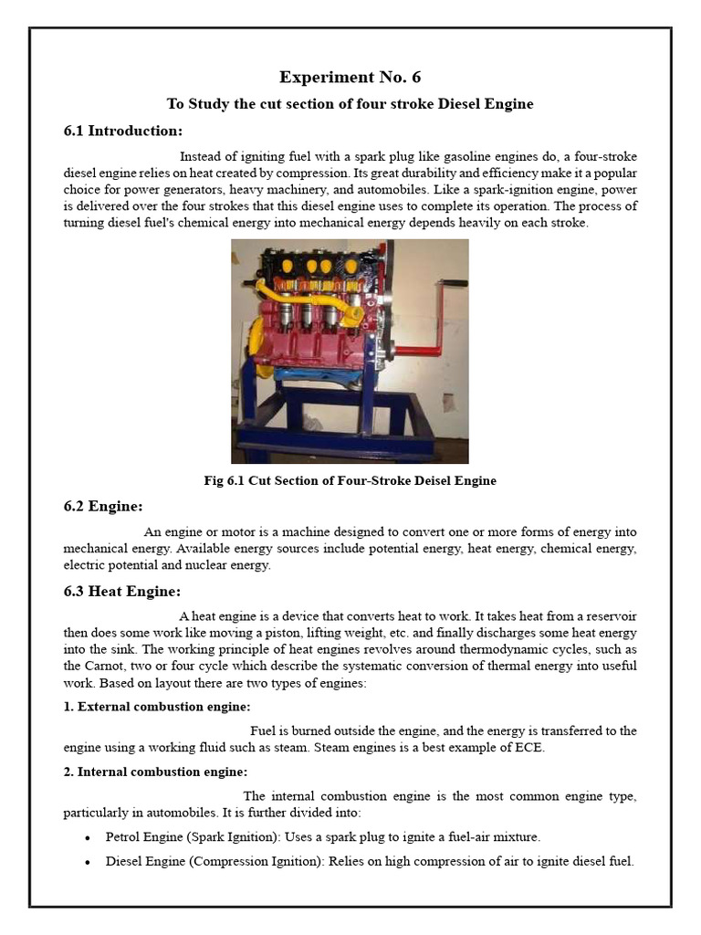 Experiment No 6 IC | PDF | Engines | Diesel Engine