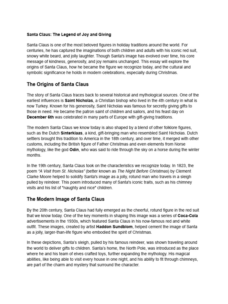 The Evolution of Santa Claus' Legend | PDF | Santa Claus | Christmas